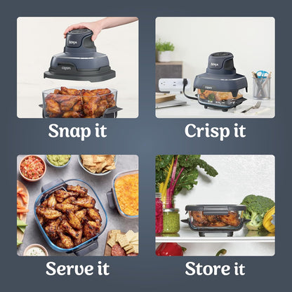 Ninja Crispi Air Fryer, 4 QT Cooking System with 6-Cup Glass Containers